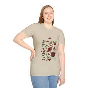 Camiseta vintage botánica frambuesa de la cosecha de frambuesas silvestres