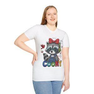 Camiseta infantil mapache animados Coony  — Lindo lazo y auriculares