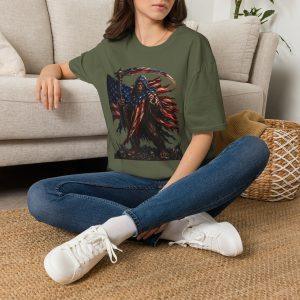 American Flag Grim Reaper T-Shirt — Patriotic Dark Graphic Tee